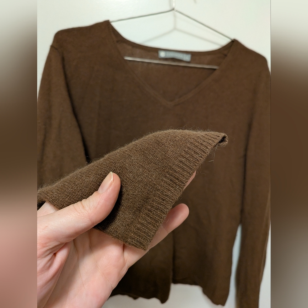 Cashmere Chocolate V-Neck Women's Sweater